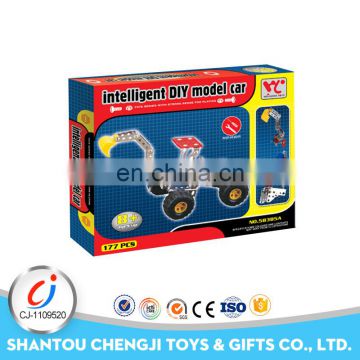 Unique product intelligent excavator toys yellow diy assembly car toys