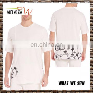 100% polyester white t shirt sublimation printing lower hem t-shirts wholesale
