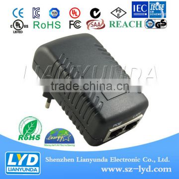 2015 Newest Customized design original brand wall-mount 48v 0.5a poe power adapter with CE KCC certification