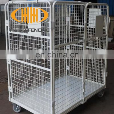 China portable roll metal wire mesh storage equipment cage trolley