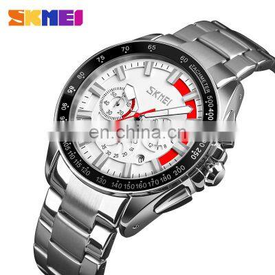 SKEMEI 9167 Japanese movt skmei 6 hand men wrist watch stainless steel chronograph date water resistant