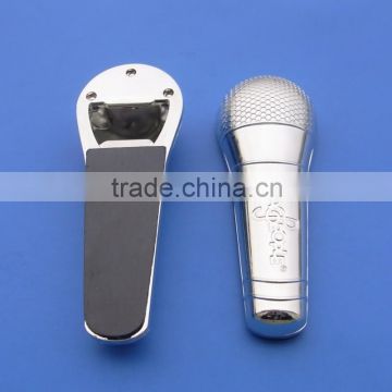 hot sale polished 3D customized bottle opener in microphone shape