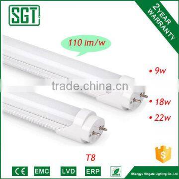 hot sale Aluminum+PC 110lm/W 9w 12w 18w 22w T8 lighting fitting