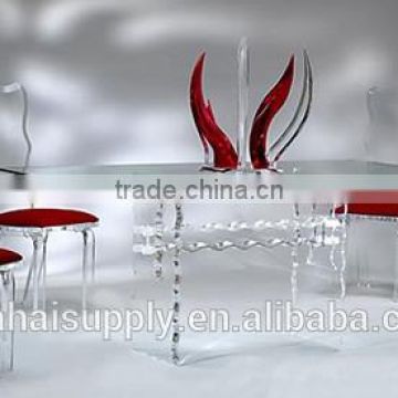 hot acrylic plexiglass furniture dining table and chair