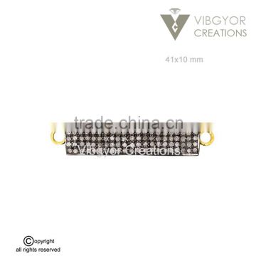 14k Gold Pave Setted Pave Diamond Connector Bracelet Connector Pave Connector Finding Fine Sterling Silver Wholesale Jewelrs