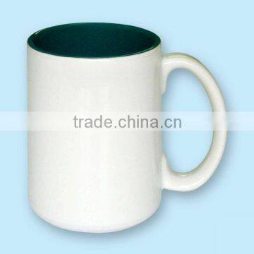 15 oz Two Tone Mug - Inner Green / Photo Mug / Sublimation Coated Mug