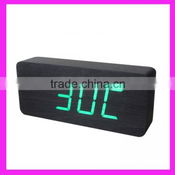 Multi-function voice control digital led wooden clock