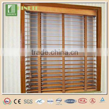 Grey wood wide venetian blinds