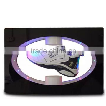 Advertising magnetic levitating floating shoe display with LED lights