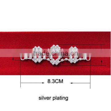 (M0802) 8.3CMX2.5CM crystal chain for napkin use,silver plating,buckle size:13mm