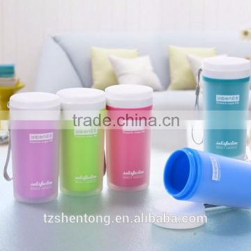 Wide mouth double wall portable bpa free plastic drinking water bottle