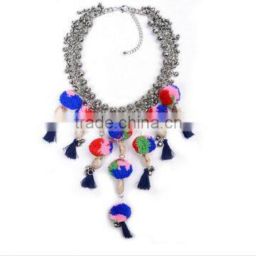 New Design Ethnic Bohemia Gypsy Exaggerate Colorful Ball Statement Necklace