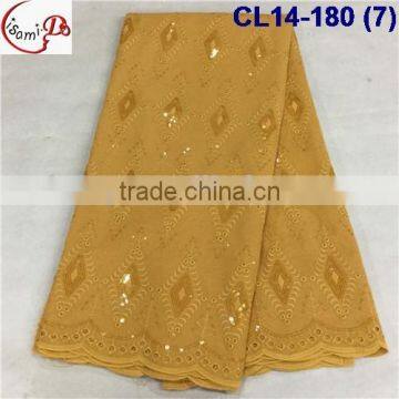 CL14-180(7) 2016 multi-color cotton with sequinse lace hot sales lace African cotton/swiss lace fabric for man and woman