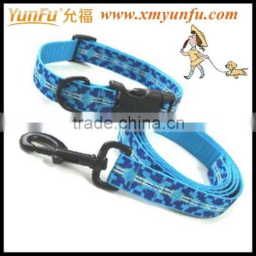 Pet accessories Blue textile printing dog collar leash