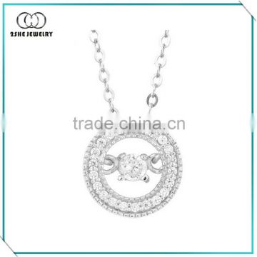 cheap 925 sterling silver necklace round zircon pendant