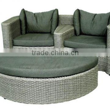 Alum. Wicker Lover Sofa Set (w footrest) L90305-6