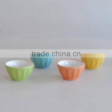 Porcelain 2-tone Ribbed Bowl