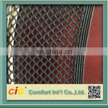 Spandex and stretchy hexagonal mesh fabric for bus seat back pocket storage
