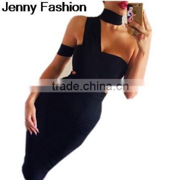 Summer dress Jenny Fashion Pre Order 2016 New Summer Black High Neck Sey Women Night Club Bandage Dress Bandage Bodycon Women We