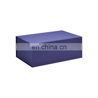 Custom A4 size blue color double flat style magnetic folding gift box