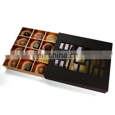 Premium laser cutting chocolate carton packaging box choco truffle  boxes with 16 cavity