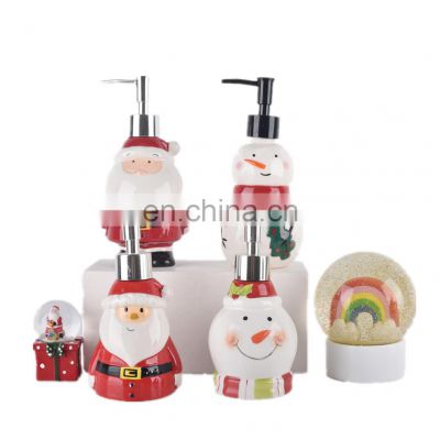 Christmas themed bathroom decor ceramic soap dispenser set
