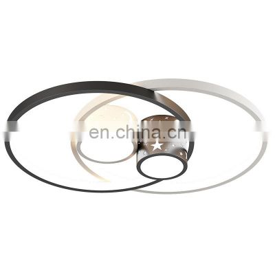 Residential Modern Ceiling Lights Acrylic Chandelier Luxury Round LED Ceiling Black and Gold Ceiling Lighting