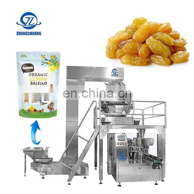 Zipper Pouch Weighing Filling Packaging Machine Beans Sunflower Melon Seed Dry Raisin Packing Machine