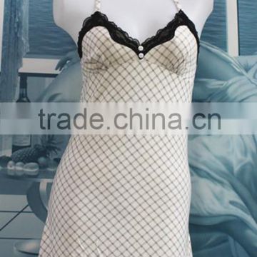 Simple style Low black lace necktie nighty dress/shapewear