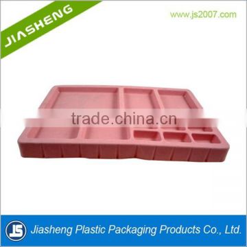 Pink flocking thermoformed blister tray