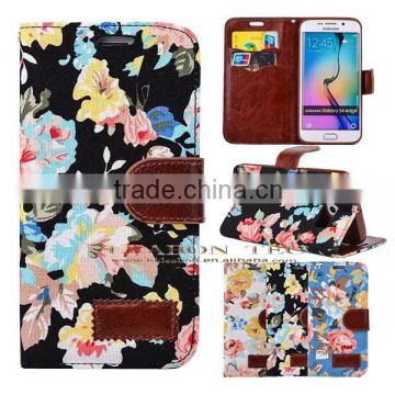 flower cloth Leather Phone Case For Samsung Galaxy S6, For Samsung Galaxy S6 Case