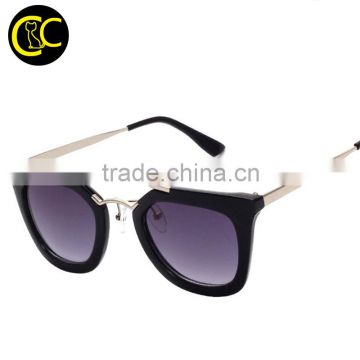 Fashion Women Sunglasses Metal Double Girder Designer Reflective Cat Eye Sun Glasses Oval Sunglasses Female Oculos Points CC5004