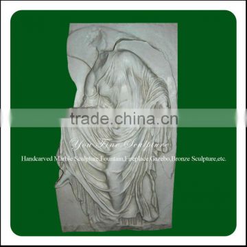 Large white marble carved abstract relief sculpture