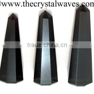 Black Agate wholesale Pencil 6 to 8 Facets Single Terminated Point Khambhat Gujarat India crystal waves