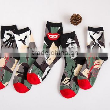 cheap young man fashion camo design military green cotton army socks