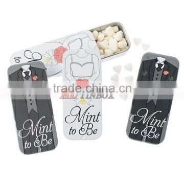 Sliding Wedding Gift Mint Tin Case with Heart Shape Mints