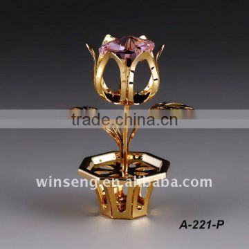 24k gold plated Crystal tulip for decoration