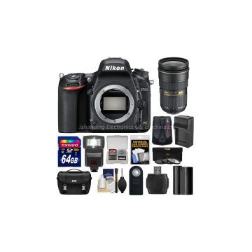 D750 Digital SLR Camera Body Bundle with 24-70mm f/2.8 Lens 64GB Card & Accessories (14 Items)