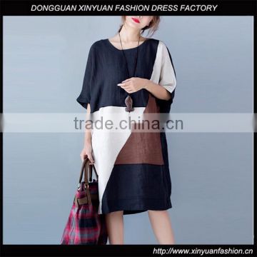 Latest Womens Short Sleeve Loose Casual Plus Size Dresses Korean Ladies Cotton Linen Dress