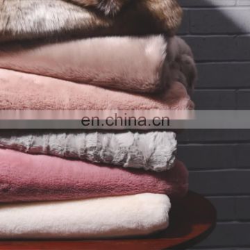 Luxury Fluffy Reversible Warm Tan Grey Printed Faux Fur Minky Fleece Throw Blanket