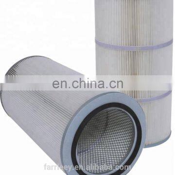 Cylindrical Industrial Filter Cartridge PTFE Membrane Wide Pleat Spacing