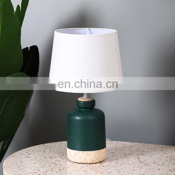 Nordic hotel bedroom decoration table lamps cheap green exquisite ceramic base warm table lamp