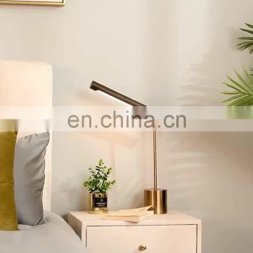 Amazon Hot Sell Nordic creative modern design copper led reading table lamp bedside luxury gold desk lamp for hotel decor