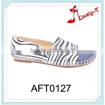 women flat zebra stripes casual canvas espadrille shoes