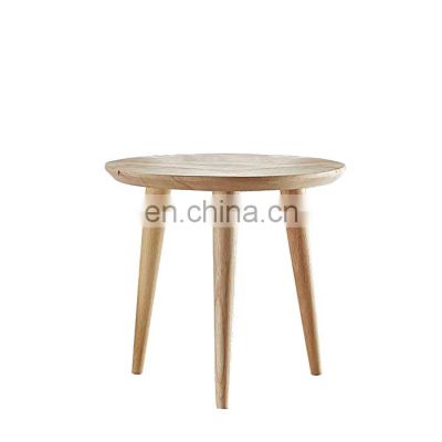 Round Solid Rubber Wood Table Small Side Table Dining Coffee Poker Table for Living Room