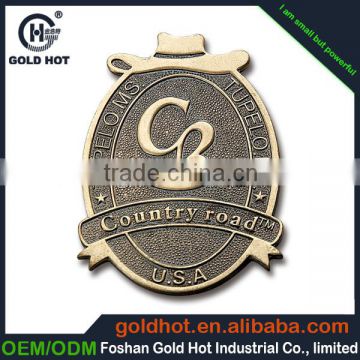 Manufacture design antique copper finish metal emblems brands logo names