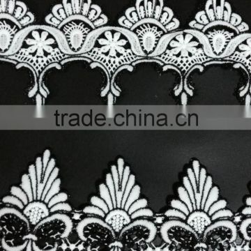 Embroidered Water Soluble Black and White Milk Fiber lace strim