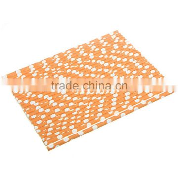 Large Orange Polka Dot Paper Straws