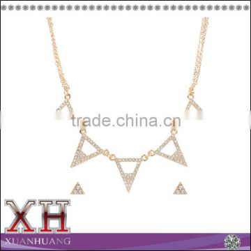 Hot Sale Collection Silver Cubic Zirconia Triangle Pendant and Earrings Jewelry Set