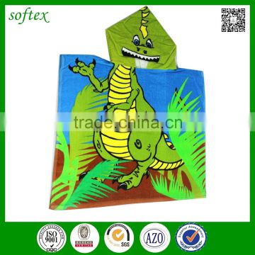 wholesale bulk 60x120cm 260g cartoon printing kids hooded poncho beach towel